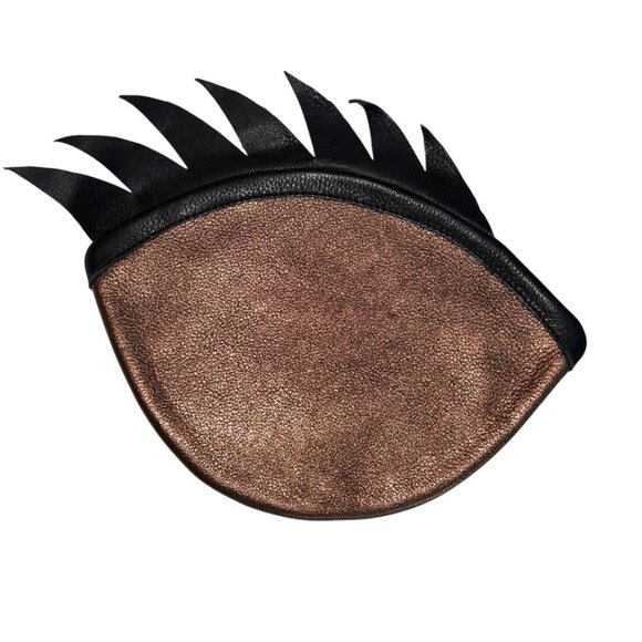 Claflin & Thayer Co bronze black leather EYE lashes zipper pouch bag NEW - Picture 1 of 4
